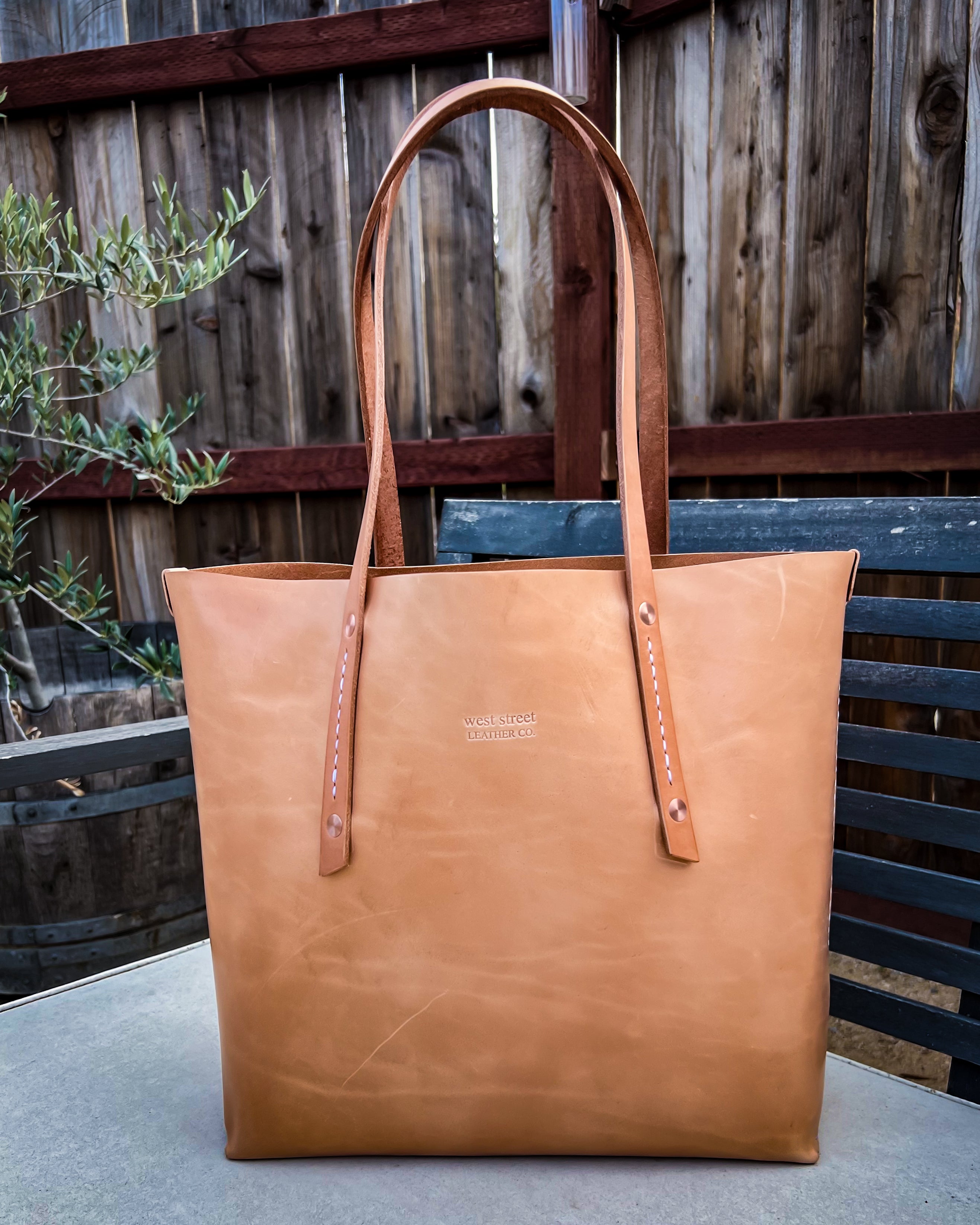 Leather beach bag best sale